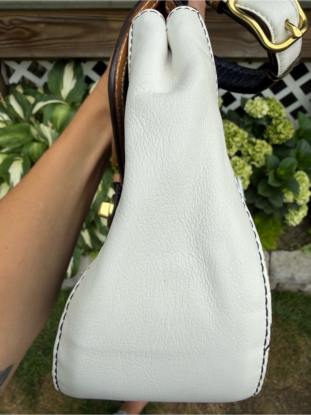 COACH 19031 LEGACY WILLIS Navy White Tan Soft LEATHER Satchel Crossbody BAG - Picture 4 of 14